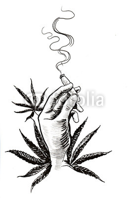 259x400 Hand Holding A Smoking Joint With A Cannabis Leaf