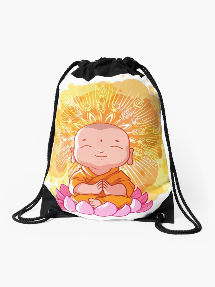 750x1000 little meditating monk on the lotus sunny day cartoon buddha