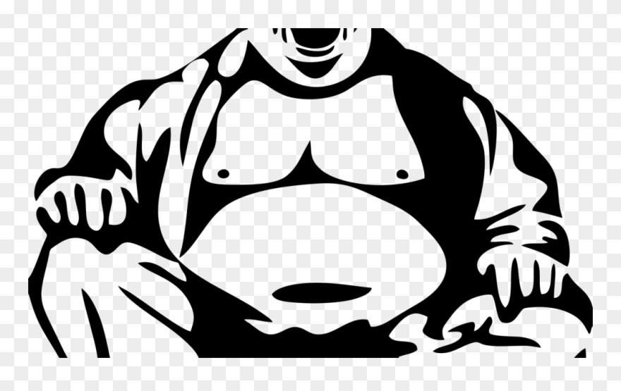 880x555 Fat Buddha Black And White Clipart