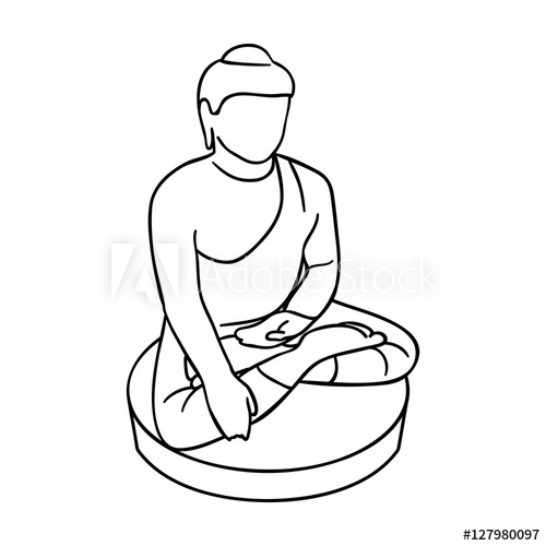 500x500 Sitting Buddha Icon In Outline Style Isolated On White Background