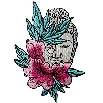 425x425 Buddha And Lotus Flower Applique Embroidered Badge