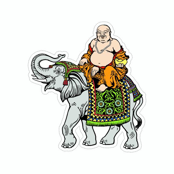 600x600 Buddha Riding Elephant Vinyl Car Sticker Doggy Style Gifts
