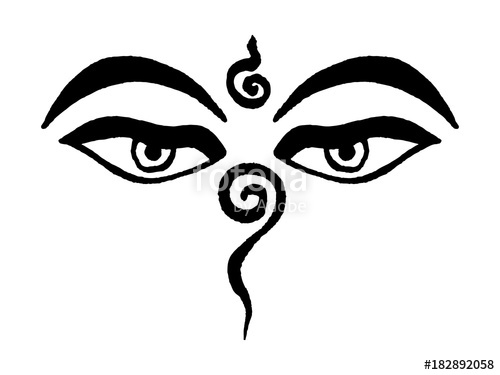 500x375 Peaceful Eyes Of Buddha, Tibetan Buddhist Meditation Symbol