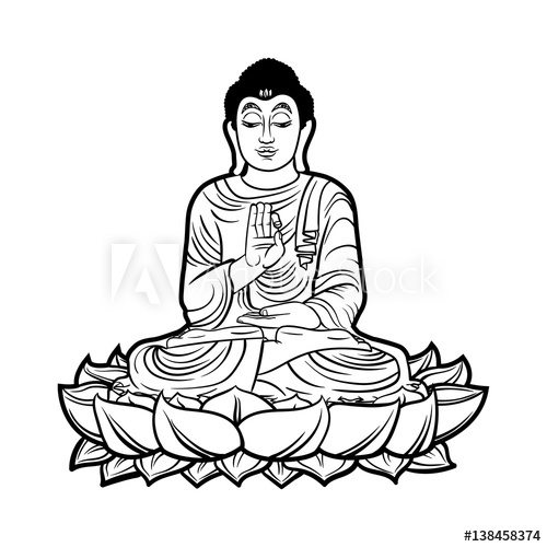 500x500 Buddha Isolated On White Esoteric Vintage Illustration Indian