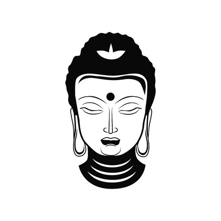 450x450 Buddha Face Black Line Illustration On White Background