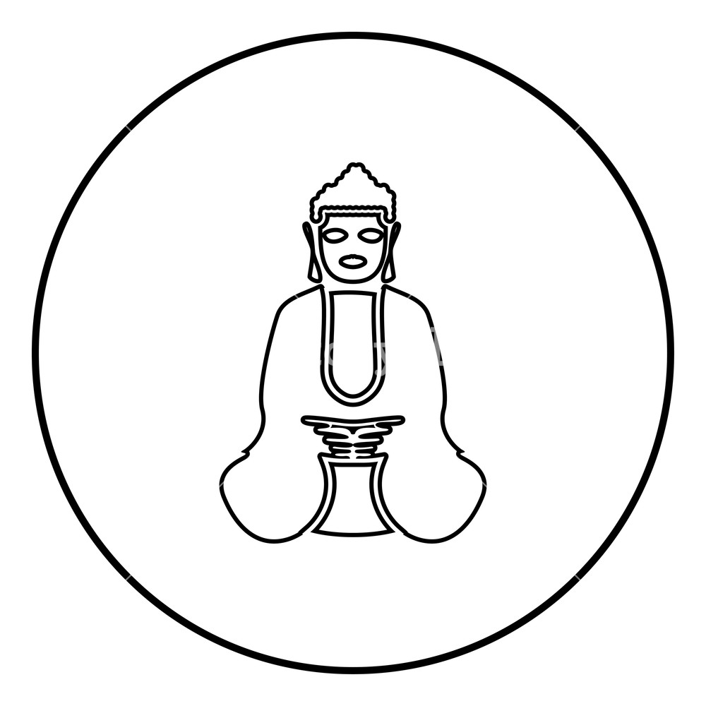 1000x1000 Buddha Icon Black Color In Circle Round Outline Royalty Free Stock