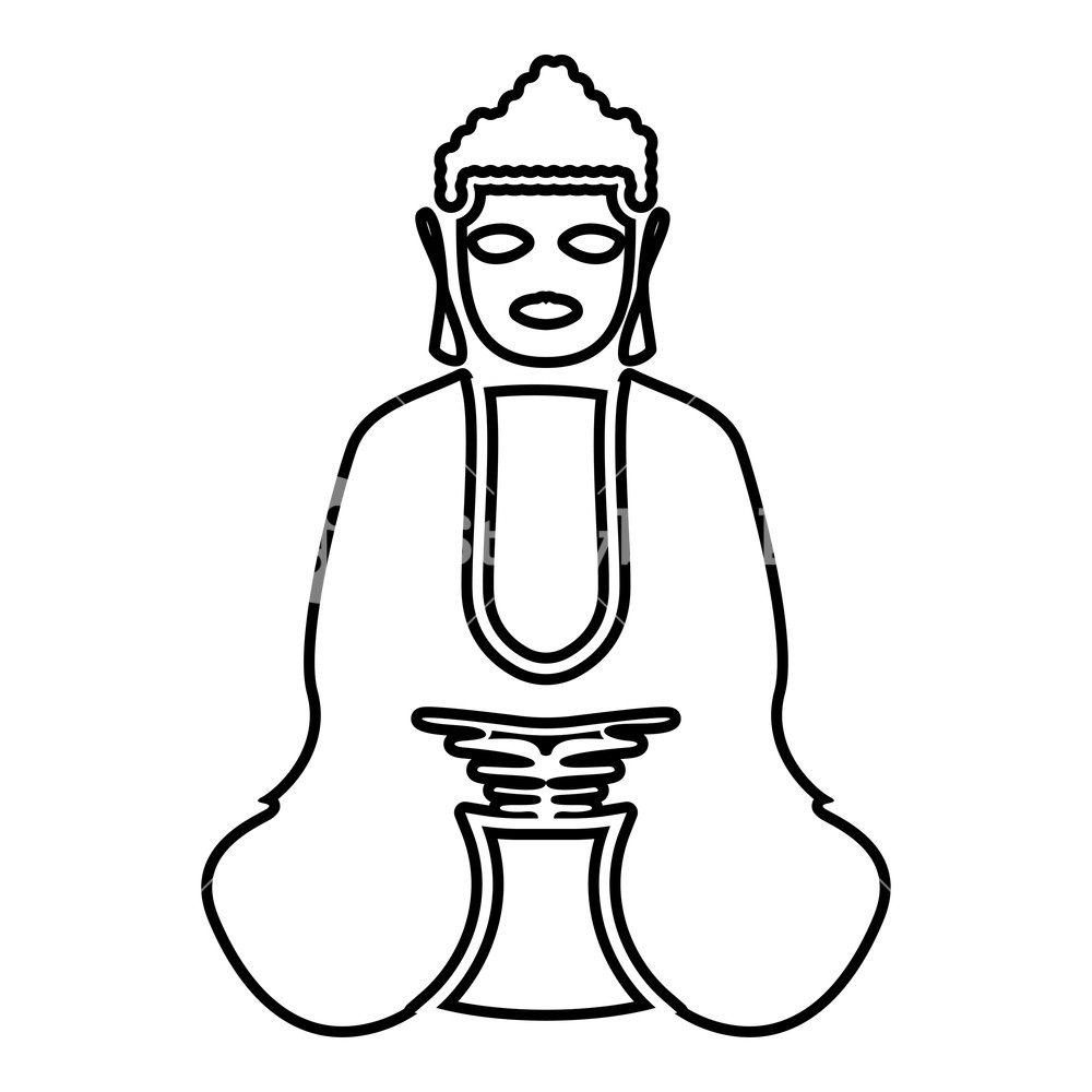 1000x1000 Buddha Icon Black Color Vector Illustration Flat Style Outline