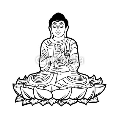 400x400 Buddha Isolated On White Esoteric Vintage Illustration Indian