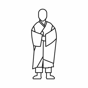 300x300 Buddhist Monk Icon In Outline Style Isolated On White Background
