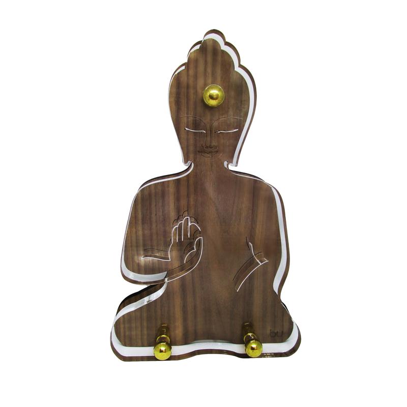 800x800 Contemporary Wood And Plexiglas Buddha Statue