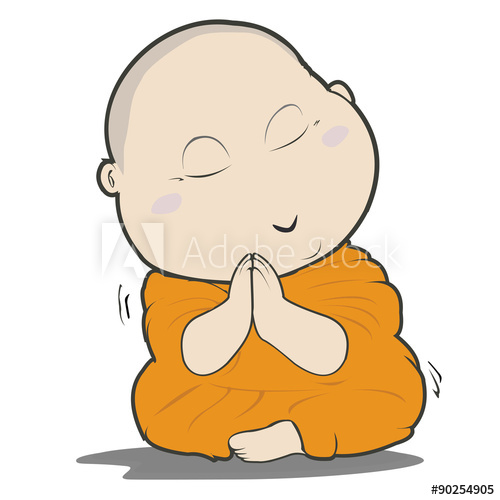 500x500 Buddhist Monk Character Cartoon Design Vector Illustration