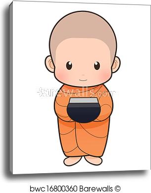 305x390 Buddhist Monk Cartoon, Canvas Print Barewalls Posters Prints