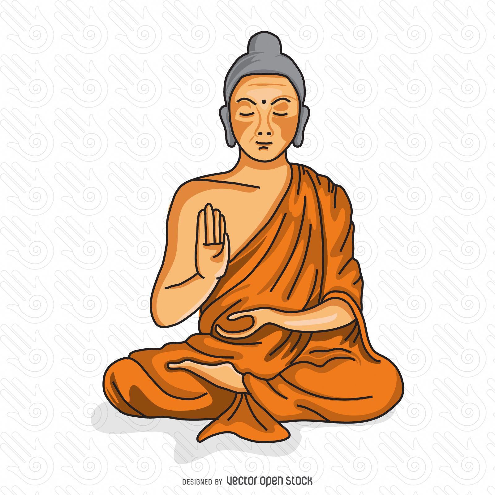 1600x1600 buddhist monk meditating illustration