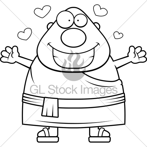 500x500 Cartoon Buddhist Monk Hug Gl Stock Images