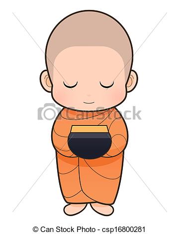 360x470 Offer Food To Monk On Early Morning, Buddhist Monk Cartoon
