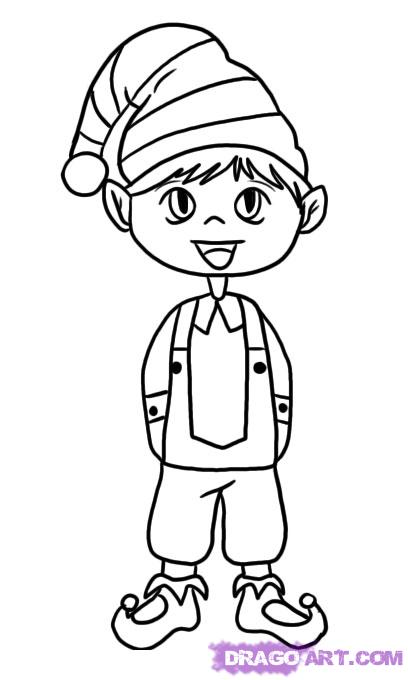 408x680 How To Draw A Christmas Elf, Step