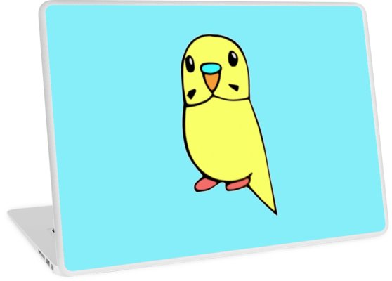 558x400 yellow budgie drawing laptop skins