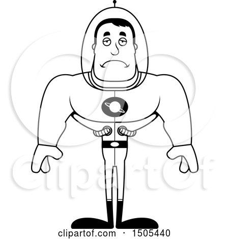 450x470 clipart of a black and white sad buff male space guy