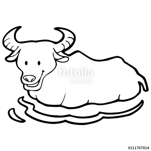 500x500 Buffalo Cartoon Illustration Isolated On White Background