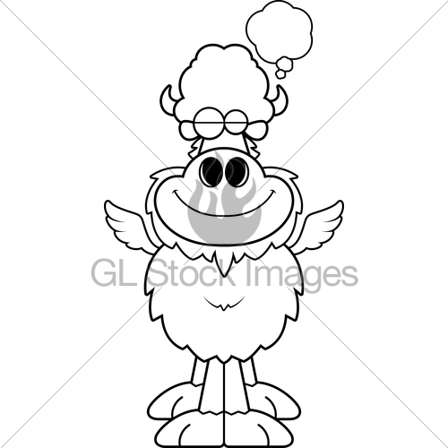 500x500 Cartoon Buffalo Wings Dreaming Gl Stock Images