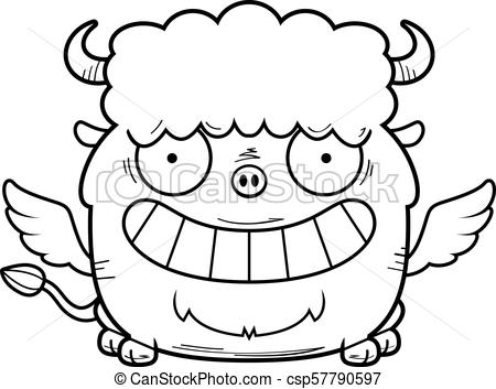 450x353 Happy Cartoon Buffalo Wings A Cartoon Illustration