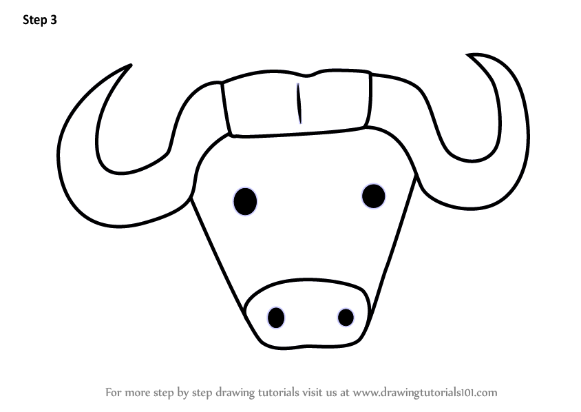 844x598 Learn How To Draw An African Buffalo Face For Kids