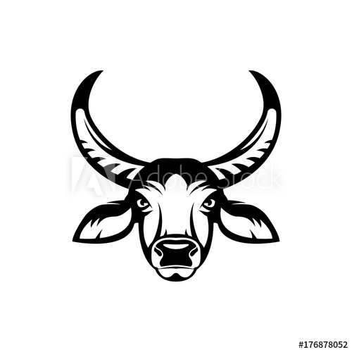 500x500 Vector Asiatic Buffalo Head, Face For Retro Hipster Logos, Emblems