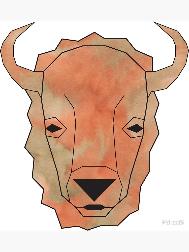 750x1000 Watercolor Buffalo Line Art Sticker