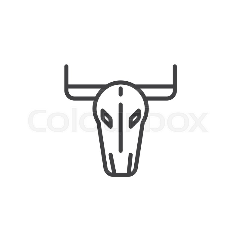 800x800 Bull Or Buffalo Skull Line Icon, Stock Vector Colourbox