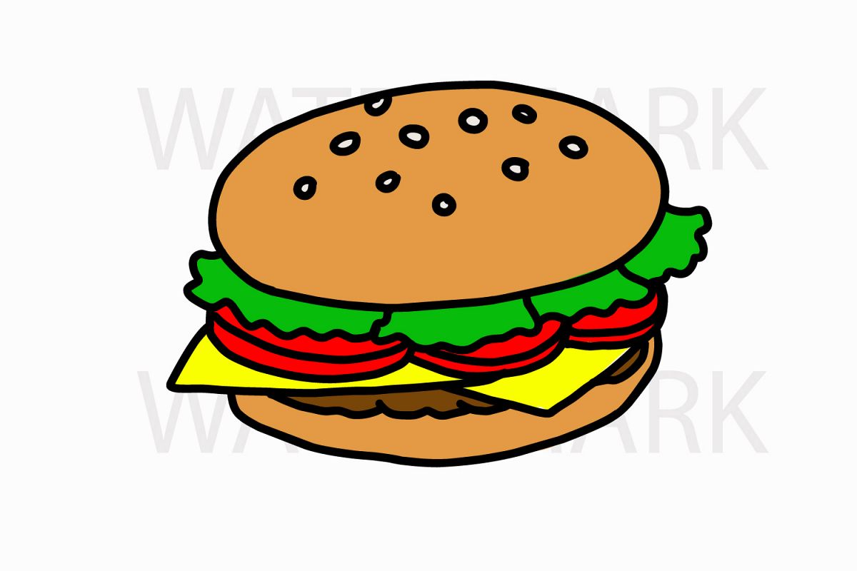 1200x800 Burger Color And Outline Version