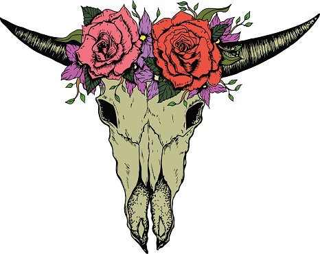 466x370 Hand Drawn Buffalo Skull Native American Totem Premium Clipart