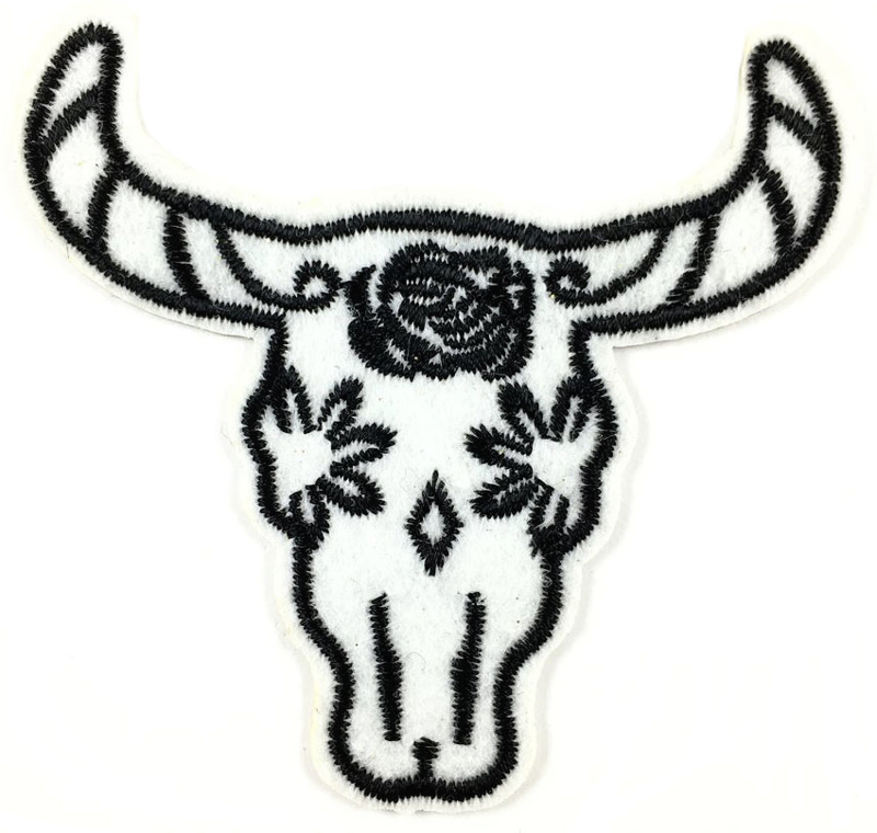 800x760 Black White Buffalo Skull Patch Embroidery Patches Fashion