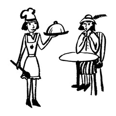 240x240 Drawing Of A Funny Cartoon Comic Picture, A Woman Cook In A Hood