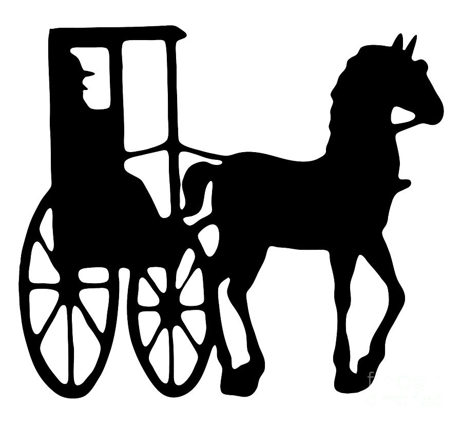 900x825 Horse And Buggy Vector Drawing