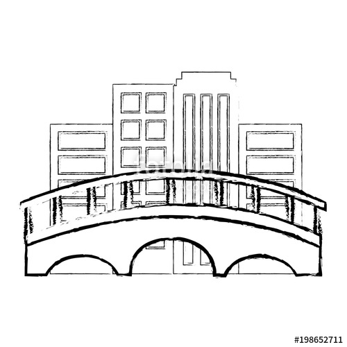 500x500 Building City Bridge Architecture Landmark Vector Illustration