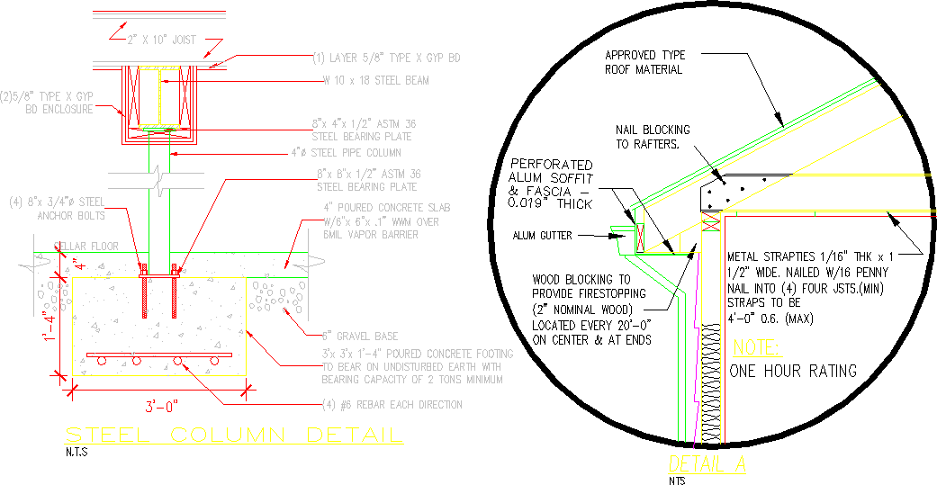 1041x539 column detail in autocad download cad free
