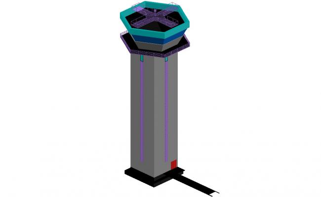 650x400 High Rise Control Tower Building Model Cad Drawing Details Dwg