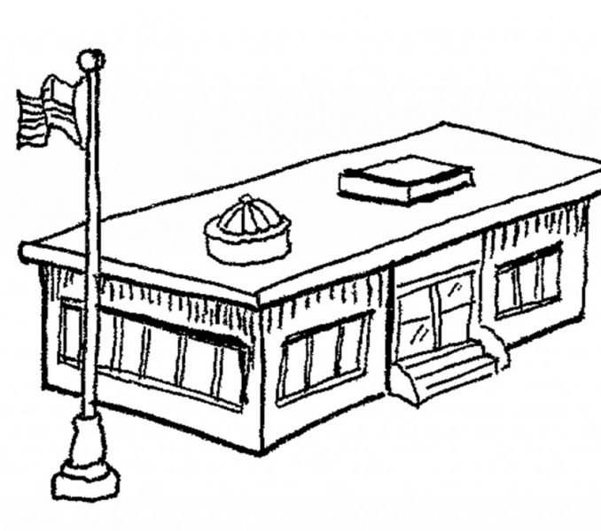 678x600 Community Buildings Coloring Pages School Building Drawing