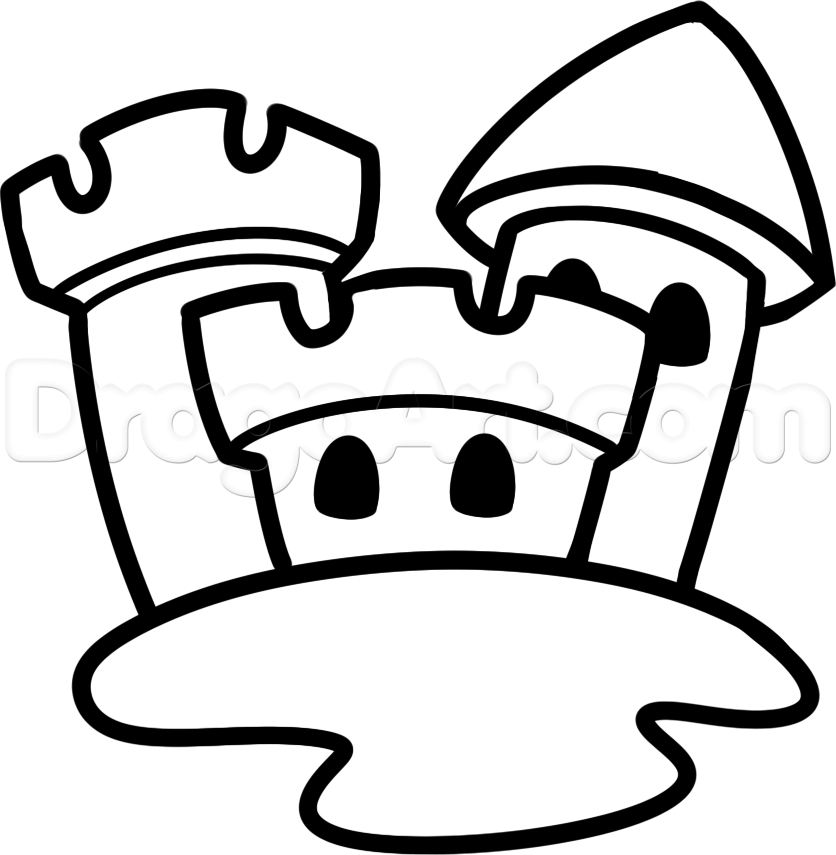 836x855 How To Draw A Sandcastle, Step