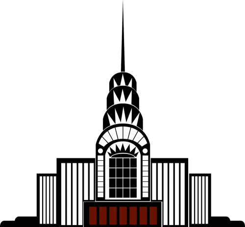 500x463 Vintage,clip Art,building,art Deco,high Rise,skyscraper,retro