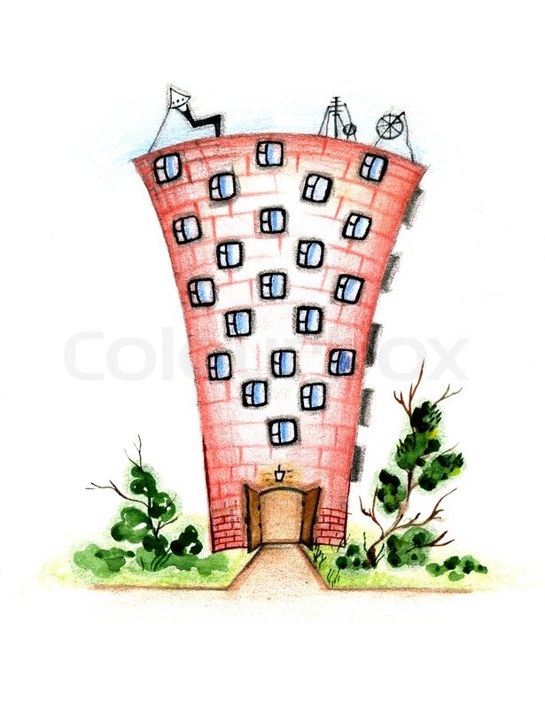 615x800 Baby Drawing Of The Building On White Stock Photo Colourbox