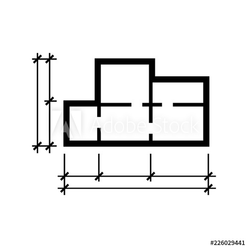 500x500 Project Drawing Building Plan Icon Black Isolated