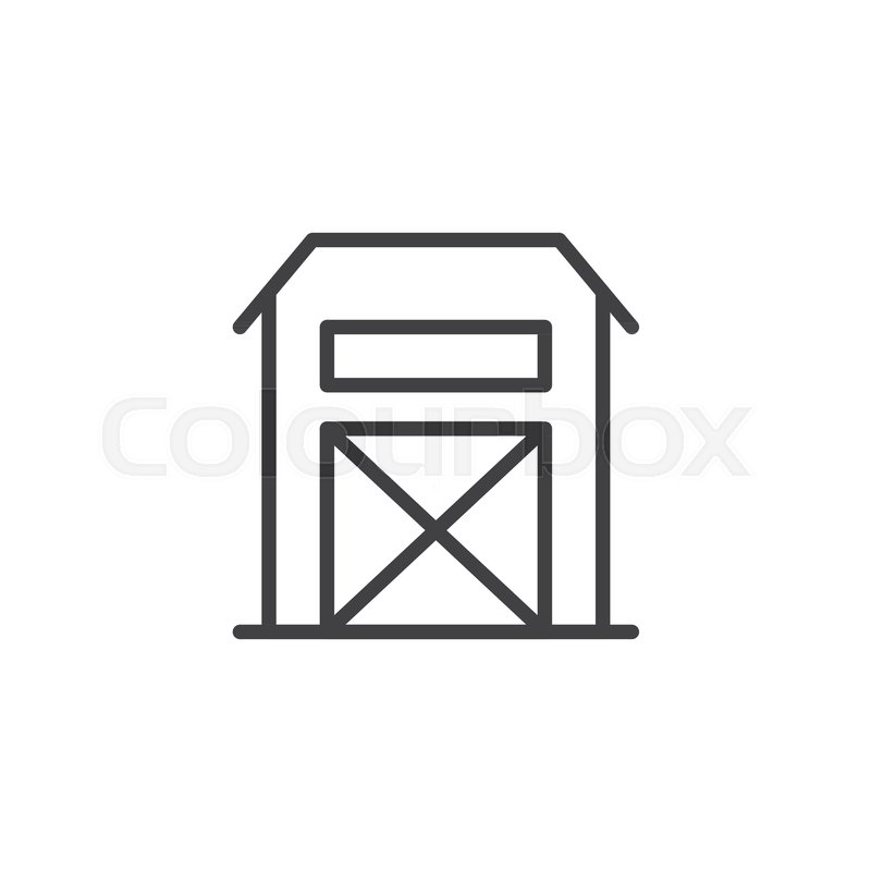 800x800 Farm Barn Building Line Icon, Outline Stock Vector Colourbox