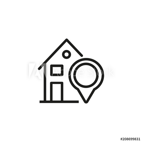 500x500 Finding Building Line Icon House, Property, Map Pointer