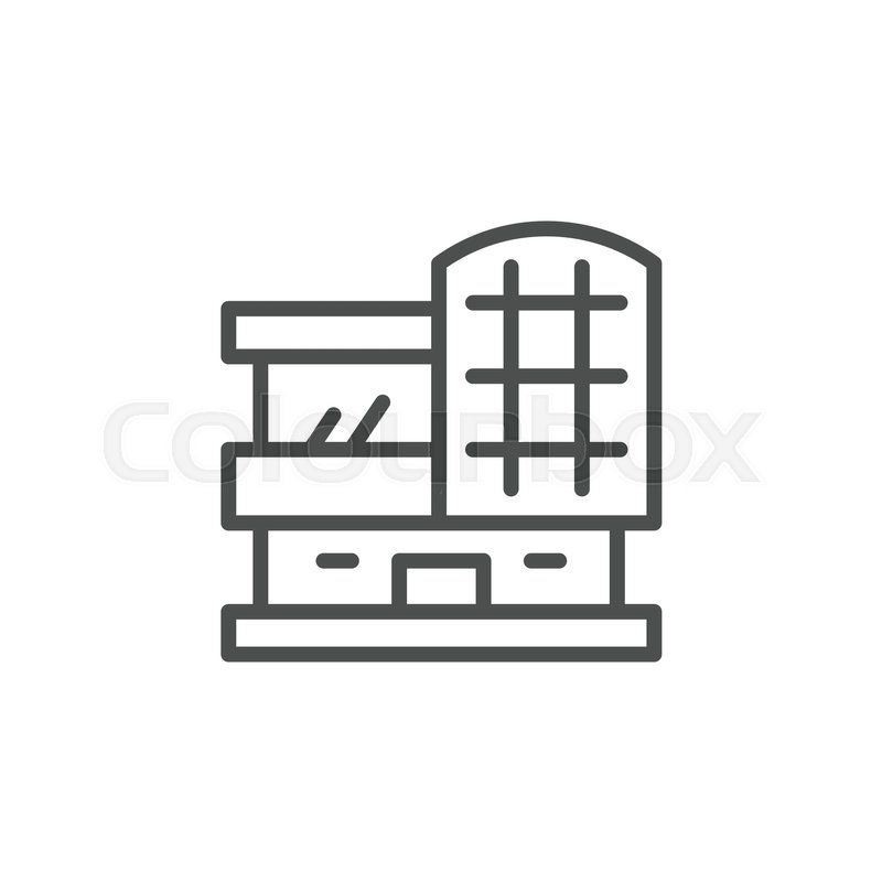 800x800 Modern Building Line Icon Isolated On White Vector Illustration