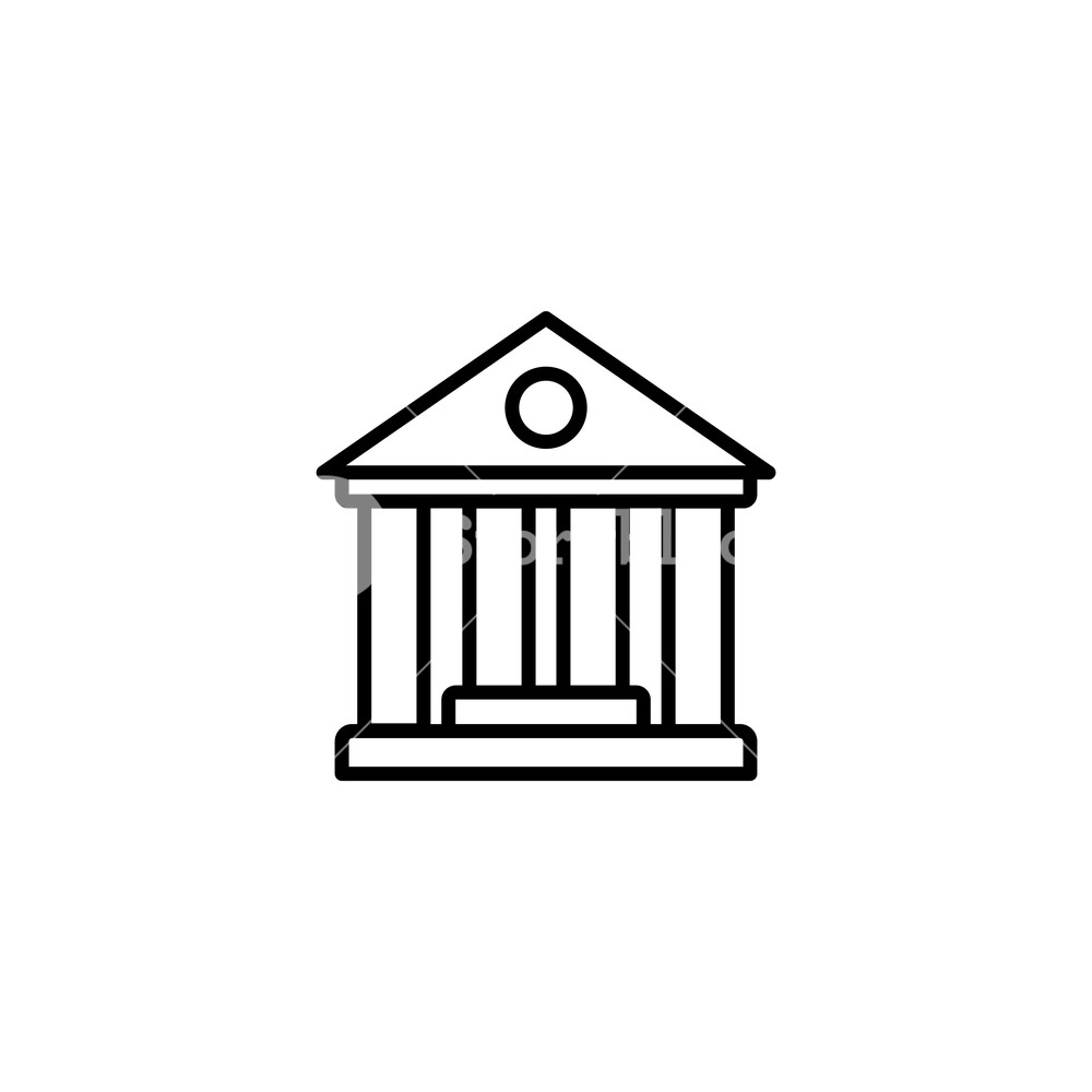 1000x1000 web line icon classical building with columns
