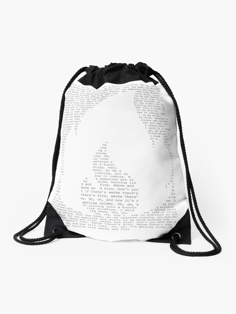 750x1000 sabrina carpenter smoke and fire text art drawstring bag