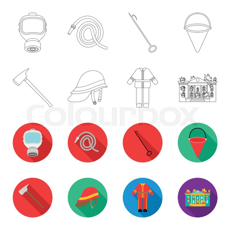 800x800 Ax, Helmet, Uniform, Burning Building Stock Vector Colourbox