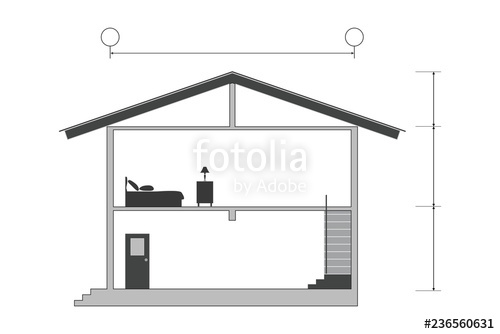 500x334 Cross Section Of Silhouette Modern House Building With Blank