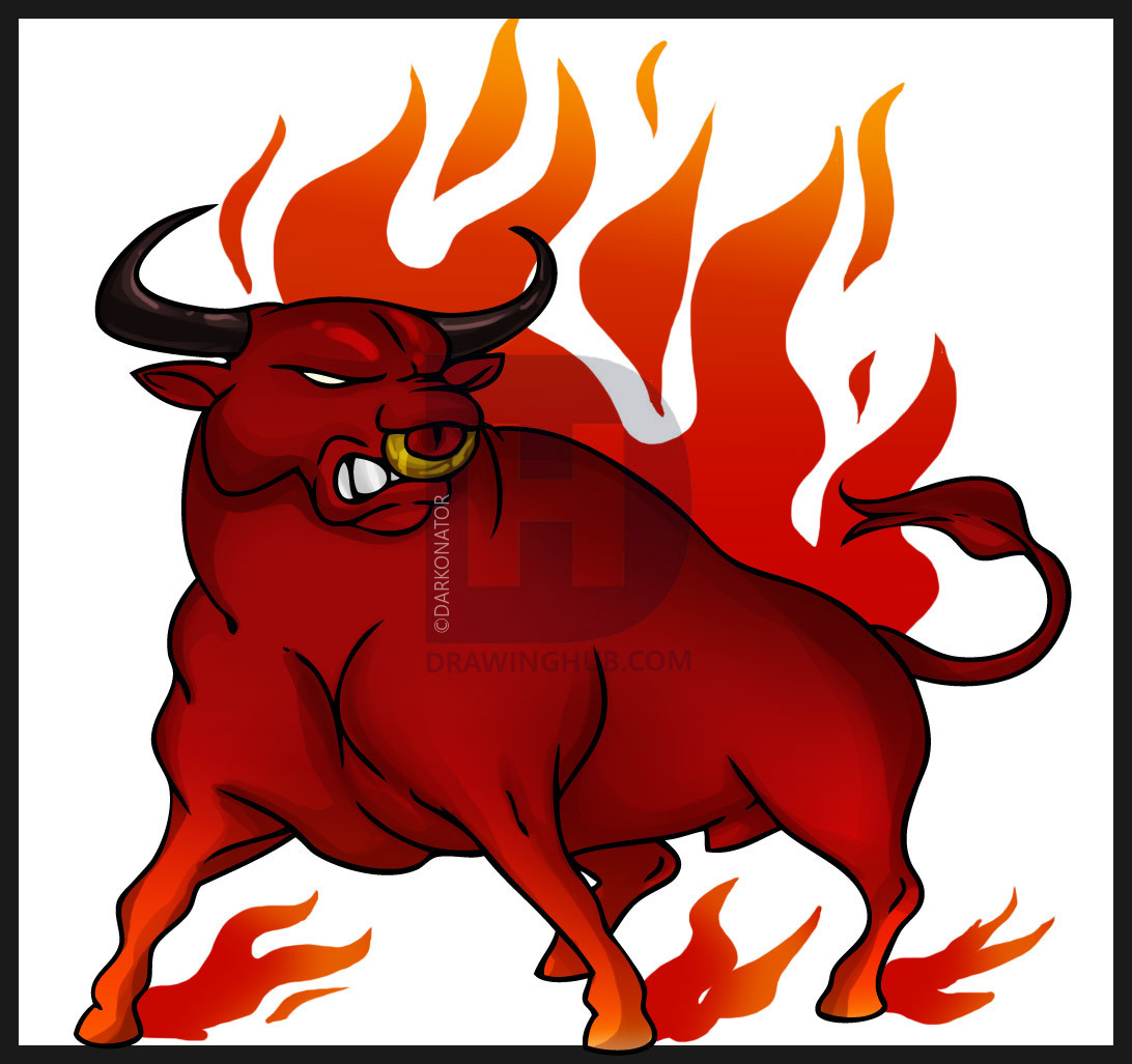 1092x1027 How To Draw A Bull, Step
